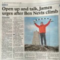 Open up and talk, James urges after Ben Nevis Climb